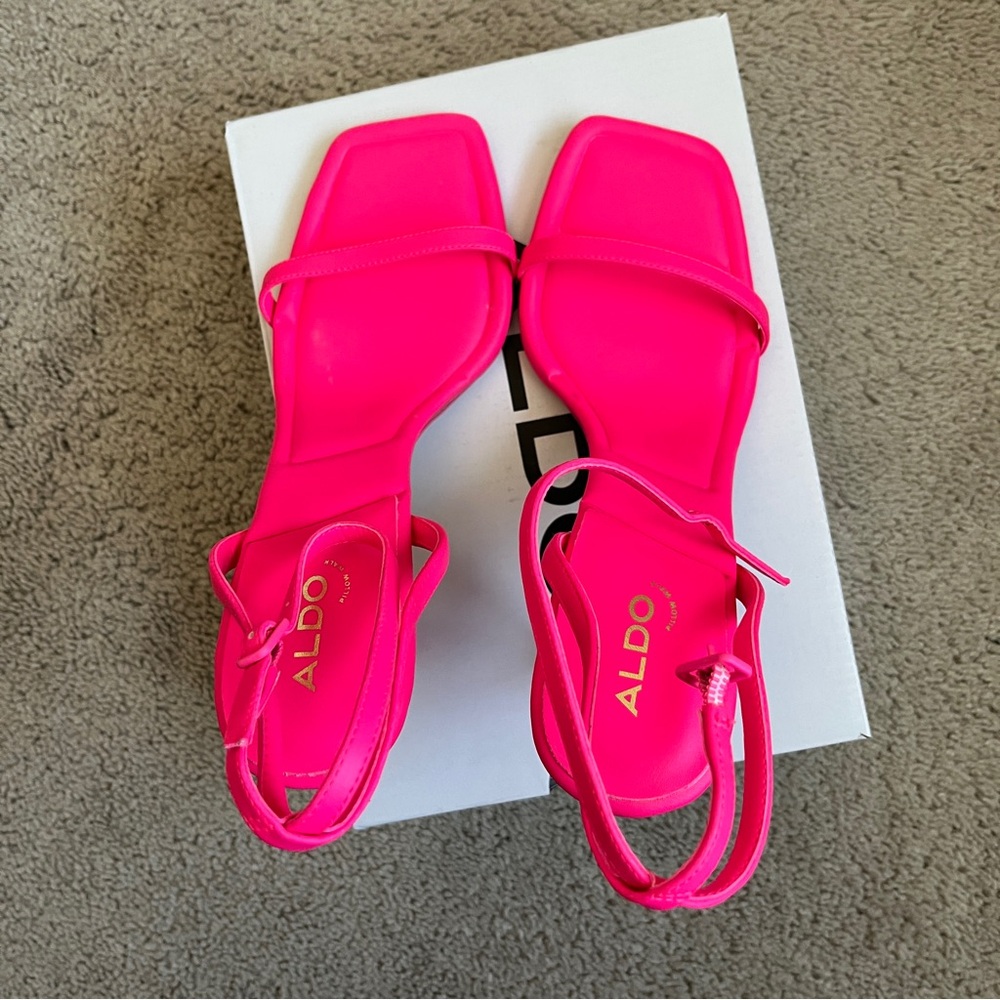 Aldo Neon Pink Open Toe Heels/Heeled Sandals - Picture 8 of 10